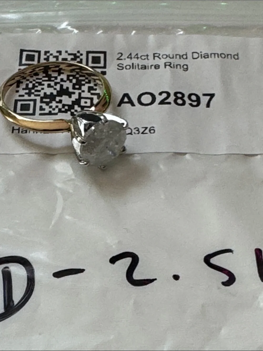 2.44ct Round Diamond Solitaire Ring in Gold